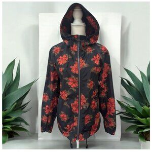 COACH Floral Windbreaker Hoodie Jacket Size Small